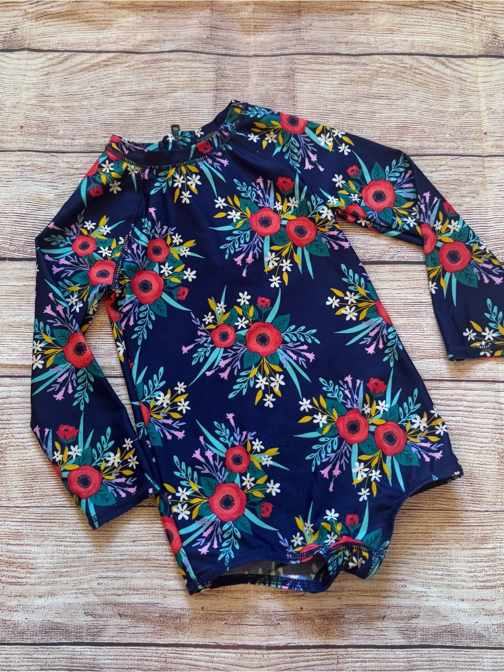 Cat & Jack Floral Long-Sleeve One-Piece Swimsuit